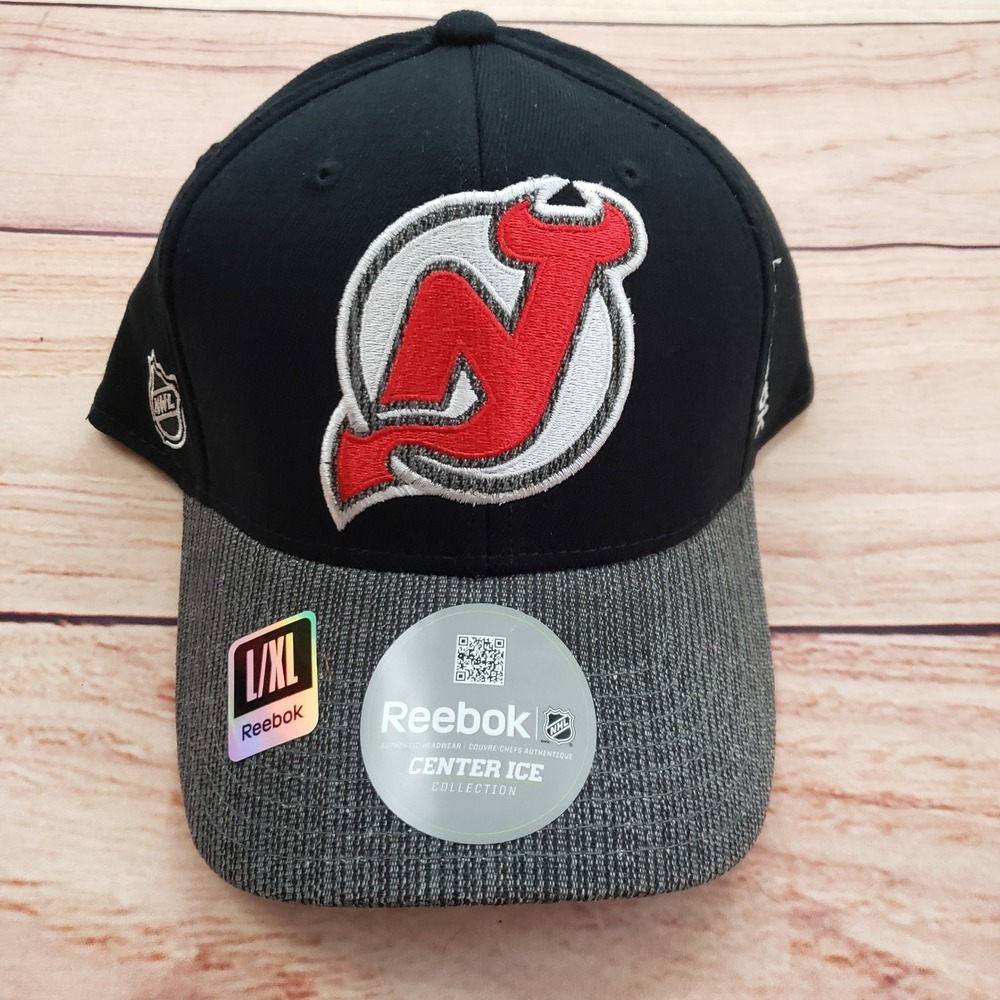 New‎ Jersey Devils Hat Cap Fitted L/XL Black Shadow Laser NHL Hockey Mens A5